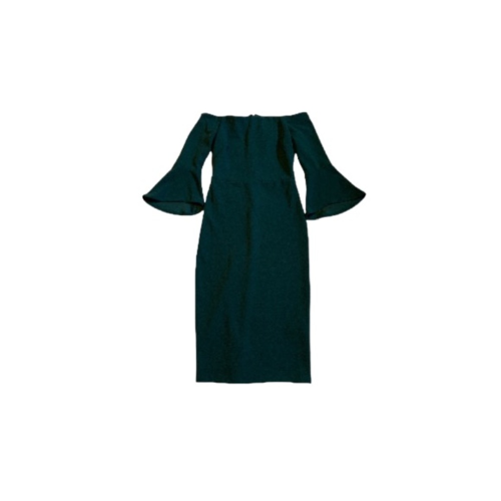 🆕 H&M Green Off Shoulder Bell Sleeved Midi Dress - Women’s Size XS